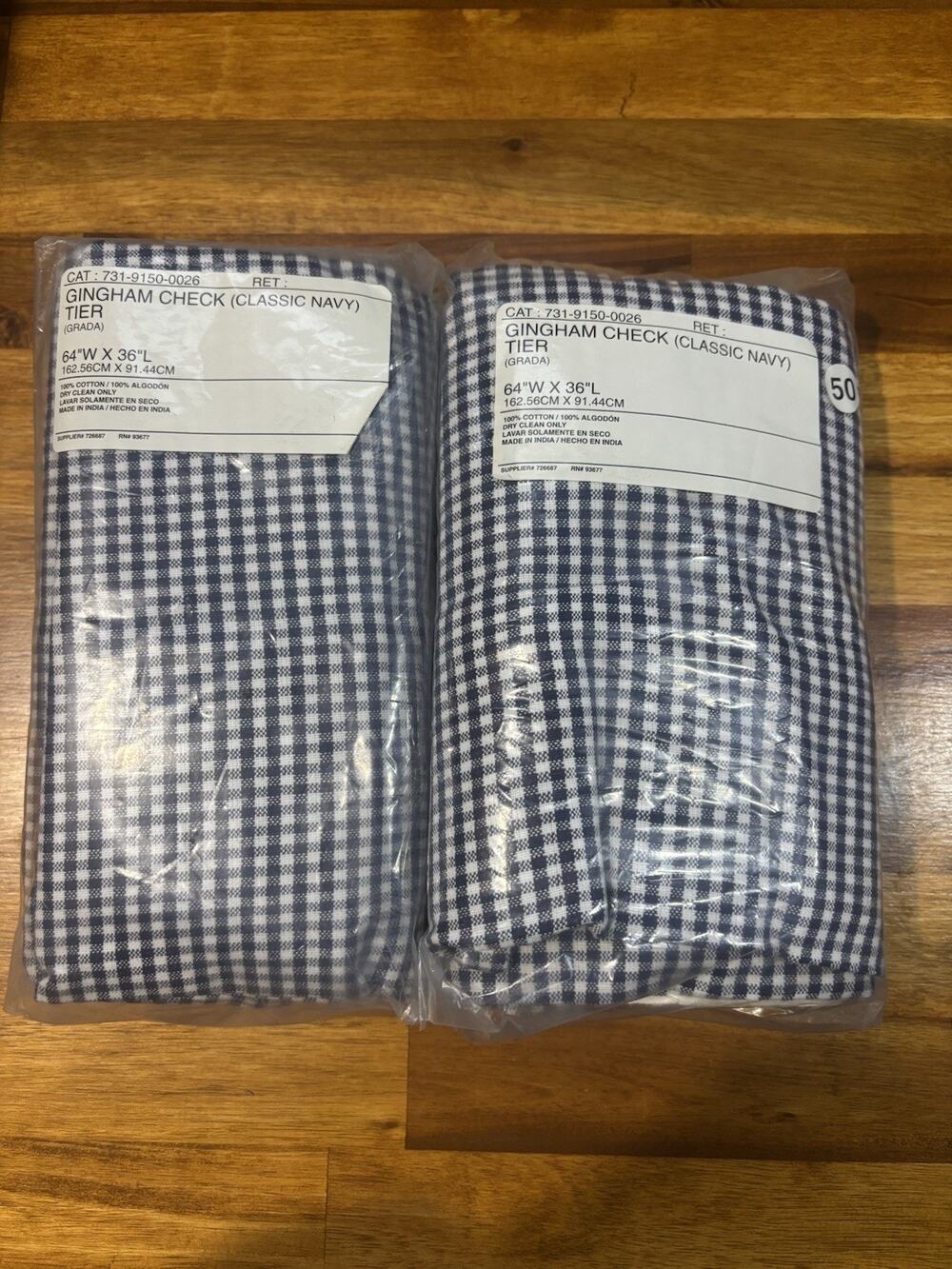 NWT JCPenney Home Gingham Check Curtains Classic Navy Tiers 64x36 Pair Set 2
